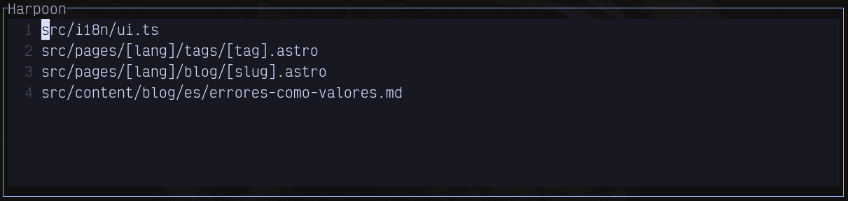 Plugin Harpoon de navegación de archivos para Neovim